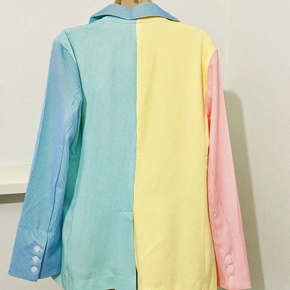 New Shinesty Millionaires Row Derby Color Block Blazer Size 10 Striped